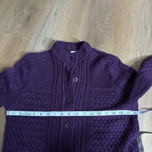 NWT L.L. Bean Cable Knit Cardigan Sweater S small Fisherman violet purple 290399 - Picture 8 of 9